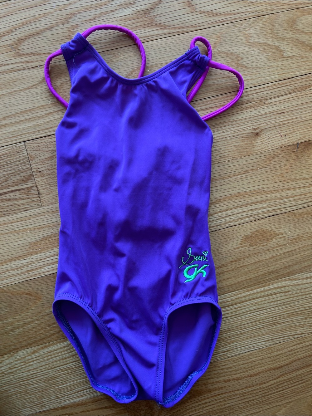 GK Purple Girls' Leotard with Pink Straps- CS